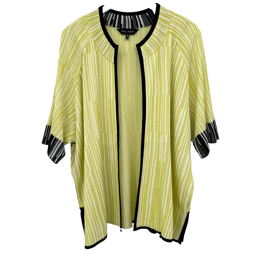 Ming Wang Cardigan Sweater Jacket Size 1X Stretch Knit Open Front Half Sleeve - Picture 12 of 12